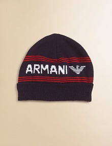 An ultra-cozy, wool-blend cap in a toasty knit with signature logo design.All-over ribbed knitPull-on styling50% wool/50% acrylicMade in Italy