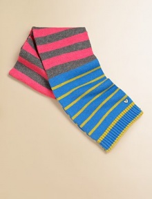 A stripe-happy style to keep her warm and cozy.About 50L X 6W40% cotton/25% wool/25% polyester/10% angoraHand wash or dry cleanImported A stripe-happy style to keep her warm and cozy.About 50L X 6W40% cotton/25% wool/25% polyester/10% angoraHand wash or dry cleanImported
