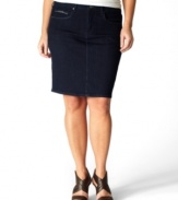 Add feminine appeal to your spring/summer look with Levi's plus size denim skirt.
