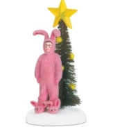 This classic scene from A Christmas Story memorializes those holiday moments that will forever live on in your family.  Donning the dreaded pink bunny suit from his aunt, this Ralphie figurine represents the quirkiness of every holiday and the presents that just keep on giving for years to come.