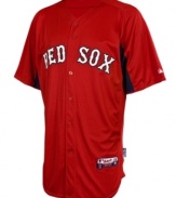 Take your turn in the batters box. Join the big leagues and root on your Red Sox with this Boston MLB jersey from Majestic.