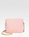 Slip your iPad® into this demure bag crafted from luxe quilted leather and finished with a chic chain strap.Leather and chain shoulder strap, 18 dropTop zip closureOne inside zip pocketRemovable snap-on insertLinen lining10¼W X 8¼H X 1¼DImportedPlease note: iPad® not included