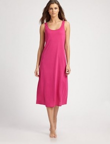 A classic lounge design made of soft, stretch fabric for the ultimate in comfort. ScoopneckWide shoulder strapsScoop backPull-on styleAbout 46 from shoulder to hem65% Modal/35% polyesterMachine washImported