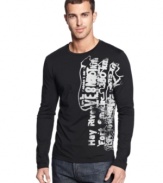 Casual comfort style is what you'll have in this long sleeve graphic t-shirt by BOSS Orange.