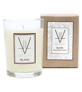 Inspired by a commitment to the environment--it's a luxury candle line with a conscience. A lush blend of natural soy wax and fragrance oils, each Eco-Luxe candle is finished with a cotton wick to produce a clean-burning, long-lasting, exquisitely fragrant candle. All components of the Eco-Luxe Collection are recycled , recyclable and/or biodegradable. BLANC contains warm notes of White Amber, Stephanotis, and Tonka Bean. 6.5 oz.