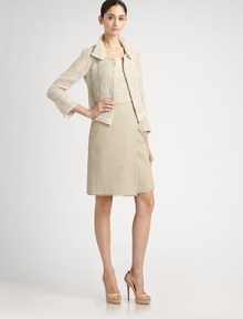 Textural and chic, woven from a cotton/linen blend and finished with a single button closure.Foldover band collarFront button closureThree-quarter sleevesAbout 20 from shoulder to hem44% cotton/37% linen/16% viscose/3% polyamideDry cleanMade in Switzerland of Italian fabricModel shown is 5'11 (180cm) wearing US size 4. 