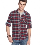 Stay on-trend this season with this ruggedly cool buffalo check shirt from Vintage Red.
