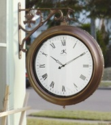 Add some French Quarter elegance your to your outdoor space. This charming, cast iron clock has a clock face on both sides.