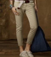 Offering a hint of preppy chic in soft stretch cotton chino, Denim & Supply Ralph Lauren's cropped, skinny-fitting pant is the perfect companion piece to just about everything.