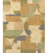 A soft palette of earthy tones set in blended geometric patternwork creates a calming effect in the Volos area rug from Shaw Living. Its ultra-durable and supremely soft EverTouch® nylon is meticulously dyed for brilliant color recognition.