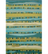 Show your stripes with the rich, bold look of the Seville Fiesta Rug! Hand-tufted and hand-hooked for superior detail and softness, this rug combines sea blues and greens in a mosaic-inspired pattern that's an exuberant expression of your personal style.