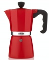 Make extraordinary espresso with extraordinary ease. This bold red aluminum espresso press has a classic, timeless appeal that delivers rich taste and flavor that only improves with more time and use. Safe on gas, electric and radiant heat sources, this attractive piece has a soft ergonomic handle and endless versatility. Lifetime warranty.
