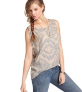 Pair this printed top from Miss Chievous with worn-in jeans for an ultra-casual look - the crocheted back adds an unexpected pop of retro charm!