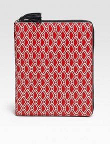 Secure your iPad® in this fashion-forward case, rendered in rich, printed leather for a signature look.Accommodates all iPad® modelsZip-around closureTwo inside open pocketsLeather lining8¼W X 10¼H X 3/4DImportedPlease note: iPad® not included