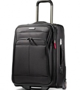 Sleek, slender & streamlined, this suitcase is built ultra-lightweight to take on trips with confidence and ease. An expandable design features multiple interior & exterior pockets for stashing accessories & travel essentials, plus an interior door with mesh and wet pack pockets. 10-year warranty.