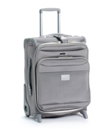 Constructed from tough ballistic nylon, this all-business suiter stands up against travel's biggest obstacles, keeping your wardrobe necessities wrinkle-free and always in top-notch condition. The ultra-light frame and expandable main compartment let you pack more and still glide effortlessly on the long-lasting ball-bearing wheels. Limited lifetime warranty. Constructed from tough ballistic nylon, this all-business suiter stands up against travel's biggest obstacles, keeping your wardrobe necessities wrinkle-free and always in top-notch condition. The ultra-light frame and expandable main compartment let you pack more and still glide effortlessly on the long-lasting ball-bearing wheels. Limited lifetime warranty.