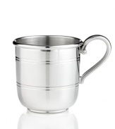 A gift for all ages, the Cornwall baby cup is shaped for little ones but crafted of brushed pewter to impress parents, too. With polished accents and a child-friendly rolled edge. By Reed & Barton.