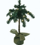 Have a white-hot Christmas. Decorated with clear lights, this palm-inspired tree from Kurt Adler is a fun twist on the traditional pine or fir. Cute for warm climates.
