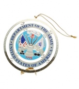 Formed in 1775, the U.S. Army is the oldest of the Armed Forces, and to commemorate the momentous service of its men and women, ChemArt introduces this shining golden ornament, ready to hang proudly in your Christmas tree.