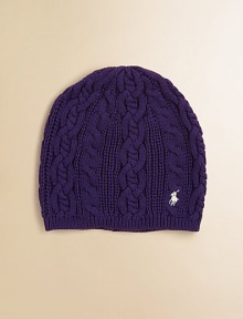 A cable-knit hat is rendered in a cool slouchy silhouette.Solid rubbed brimCottonMachine washImported A cable-knit hat is rendered in a cool slouchy silhouette.Solid rubbed brimCottonMachine washImported