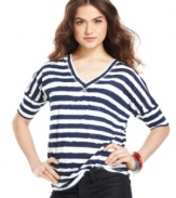 Tommy Girl paints a relaxed fit top in imperfect stripes -- and creates the perfect style for super chill days!