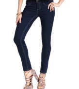 Skinny leg style provides a streamlined fit on these super-sleek, dark wash jeans from Rewash!
