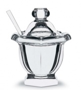 Juicy jams, sweet confits, marvelous marmalades and succulent honeys are all presented with charming flair in the classic Baccarat Jam Jar Collection. This beautiful, handmade piece includes a spoon. Terrific for serving sugars and fine sea salts as well.