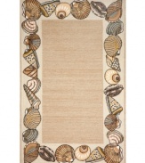 The closest thing to visiting the ocean. The Promenade Seashell area rug depicts a myriad of shell species in comforting earth tones made for any contemporary living space. Combining hand-hooking with hand-tufting techniques, this rug from Liora Manne offers a rich textural surface that is suitable for use either indoors or outdoors.