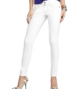 Rhinestone buttons add super cool bling-appeal to these white wash skinny jeans from Jolt!