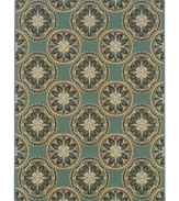 Plant something fresh on your patio. This Sphinx area rug adds irresistible style to any indoor or outdoor gathering space, featuring a vibrant floral motif constructed from soft and durable polypropylene that's tough, weather-resistant and easy to clean.