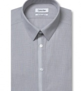 Steel yourself for the confidence this Calvin Klein slim-fit dress shirt will bring.