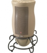 From chilly to cozy in no time flat. The Lasko Designer Series heater blends effortlessly into any decor, discreetly delivering loads of warmth -- 1,500W in all -- from its decorative metal scrollwork base. Three-year limited warranty. Model 6435.