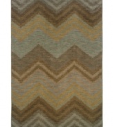 A sophisticated zigzag design is brought to life in earthy blue and brown tones with the Milano area rug from Sphinx. Woven of durable, long nylon fibers that also offer a soft hand, it serves to enliven any space with pure modern style.