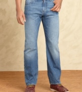 Lighten up your denim look for fall with these medium wash jeans from Tommy Hilfiger.