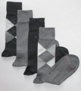 Offering both classic argyle and basic solids, this four-pack of socks from Tommy Hilfiger strikes a sophisticated note with any dress shoe.