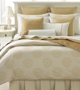 Meditate with this Floating Lotus flat sheet from Barbara Barry, featuring a scrolling jacquard weave in pure cotton.