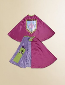 Dress up play was never so fun or so easy - just grab this shiny satin cape and become a pretty princess in seconds. Grip tape closure 4 secret inside pockets for stashing your own princess treasures Clear back pocket displays insignia (3 included) or your own artwork Polyester; hand wash Imported Fits most children 3+ up Dress up play was never so fun or so easy - just grab this shiny satin cape and become a pretty princess in seconds. Grip tape closure 4 secret inside pockets for stashing your own princess treasures Clear back pocket displays insignia (3 included) or your own artwork Polyester; hand wash Imported Fits most children 3+ up