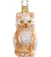 It's pet-tacular! Adorn your Christmas tree with this adorable Green Eyes Only ornament from Inge-Glas. Mouth-blown and handcrafted, this keepsake is sure to be the topic of discussion at your holiday party.