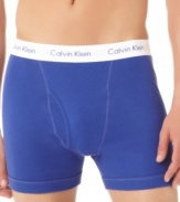 Stretch out in style and comfort with these big & tall-sized boxer briefs from Calvin Klein.