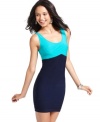 Fall in love with the contrasting, colorblock tones on this extra-chic bandage dress from Say What?.