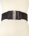 Get linked in and channel your inner rocker-chic with this faux leather stretch belt from Steve Madden that adds a little edge to any outfit.
