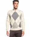 Set the bar high with a sophisticated argyle pattern on this handsome Geoffrey Beene argyle sweater.