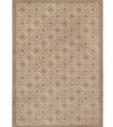 A geometric diamond design in neutral colors creates a lasting impact in this Tribecca rug. The streamlined, low pile construction gives it a soft and durable finish. (Clearance)