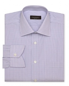 With its tasteful check print and contemporary fit, make this handsome dress shirt from Canali the cornerstone of your sophisticated dress attire.