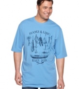 A solid casual look. You'll fall for this big and tall tee from Izod hook, line and sinker.