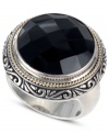 Elegance in onyx. This sterling silver and 18k gold circle ring from EFFY Collection brings the right amount of glamour to any affair. Approximate diameter: 9/10 inch. Size 7.