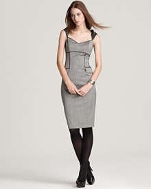 Pretty lace makes a statement as the cap sleeves and piping on this Anne Klein sheath, designed in an ultra-flattering sculpted silhouette. Pretty lace makes a statement as the cap sleeves and piping on this Anne Klein sheath, designed in an ultra-flattering sculpted silhouette.