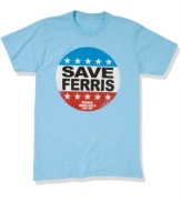 Life moves fast. Toss this Save Ferris T shirt on from Fifth Sun and look around for awhile or you'll miss it.