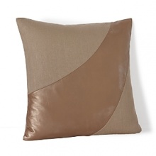 Cool canvas meets luxurious leather on this retro-cool HUGO BOSS decorative pillow--a stand-out accent for both retro and contemporary decors.
