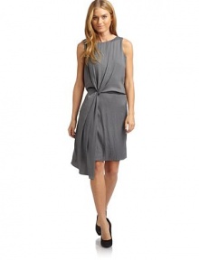THE LOOKCrinkle effectRound necklineSleevelessBlouson bodiceTwisted waist accentOverlapping skirt panelsSide zip closureTHE FITAbout 38 from shoulder to hemTHE MATERIALPolyesterCARE & ORIGINDry cleanImportedModel shown is 5'8 (172½cm) wearing US size Small. THE LOOKCrinkle effectRound necklineSleevelessBlouson bodiceTwisted waist accentOverlapping skirt panelsSide zip closureTHE FITAbout 38 from shoulder to hemTHE MATERIALPolyesterCARE & ORIGINDry cleanImportedModel shown is 5'8 (172½cm) wearing US size Small.